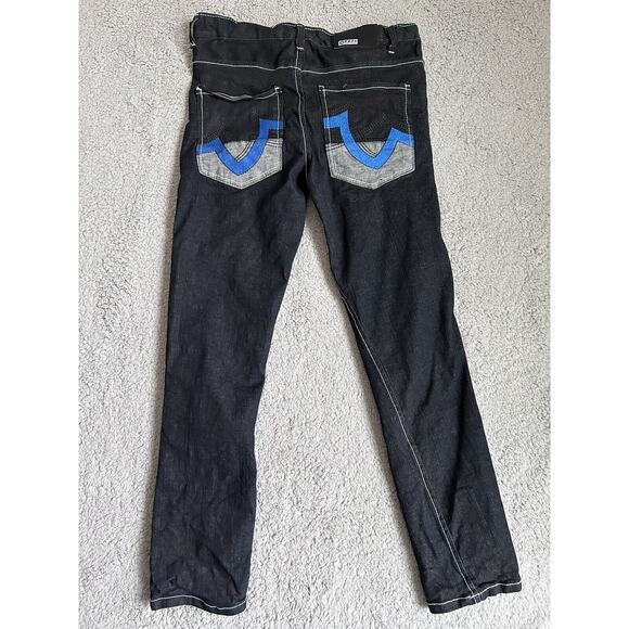 Qruel Jeans Co. Mens 34 X 30 1/2 Embroidered Pocket Skater Denim Black Jeans - Picture 14 of 16